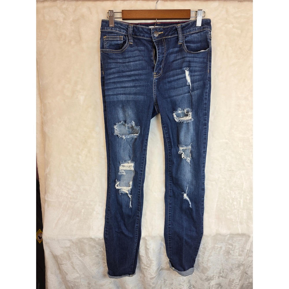 Cello Jeans Womens Size 15 Distressed Skinny Dark Wash Denim WV14952DK